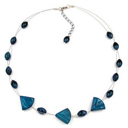 necklace triangle beads steel-blue