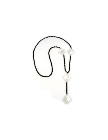 necklace square beads wax-white 90cm