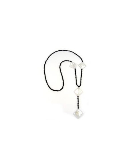 necklace square beads wax-white 90cm