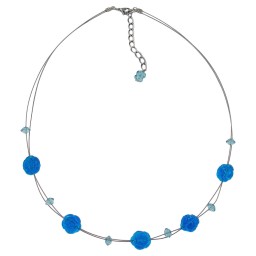 necklace beads aqua-blue transparent