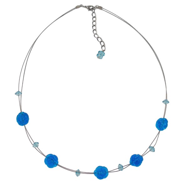 necklace beads aqua-blue transparent