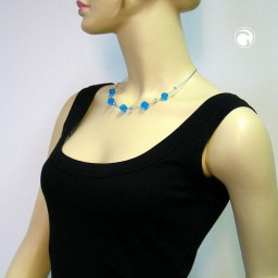 necklace beads aqua-blue transparent