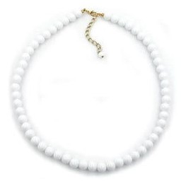 necklace beads 6mm white shiny