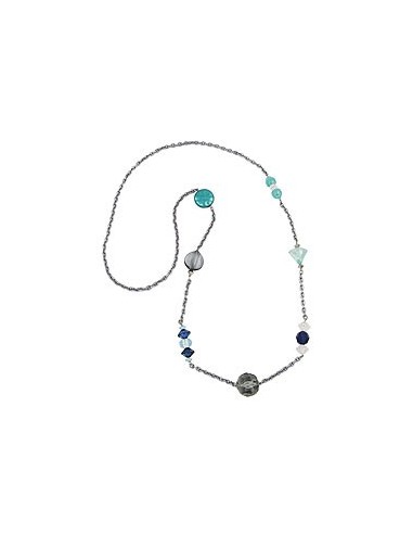 necklace faceted beads grey-green 90cm