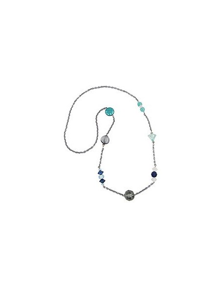necklace faceted beads grey-green 90cm
