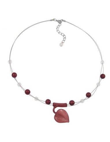necklace leaf at tube pink