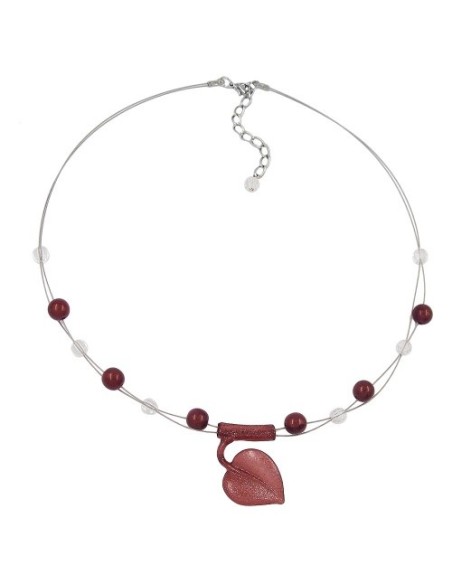 necklace leaf at tube pink