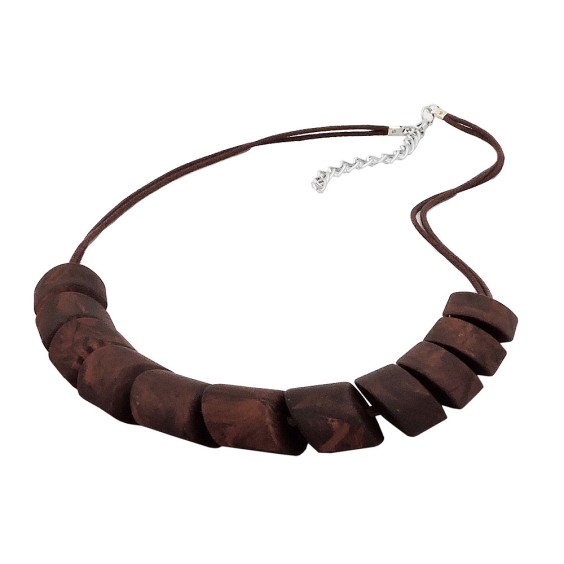 necklace slanted beads brown marbled