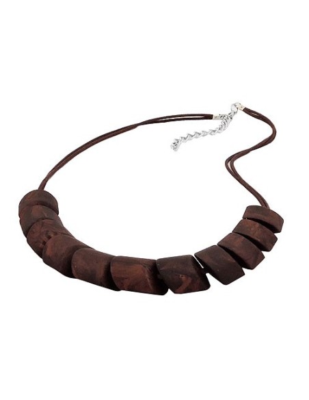 necklace slanted beads brown marbled