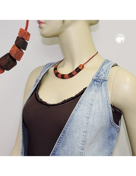 necklace slanted beads mixed brown