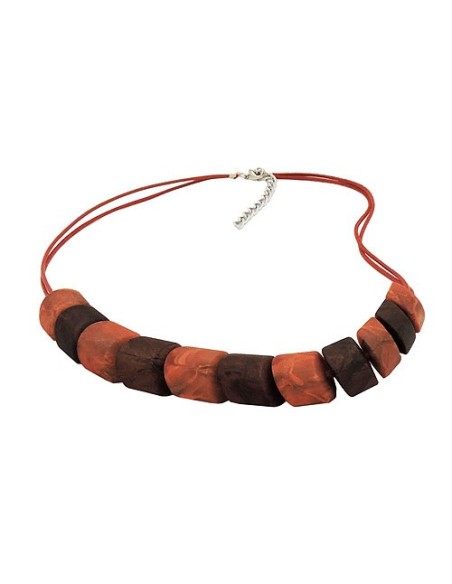 necklace slanted beads mixed brown