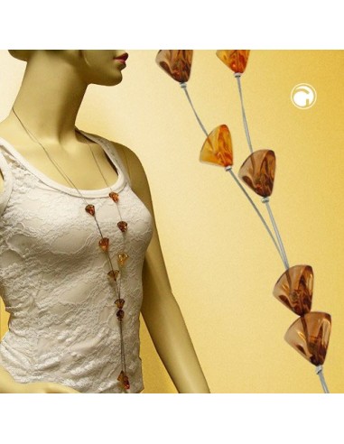 necklace triangle beads brown transparent