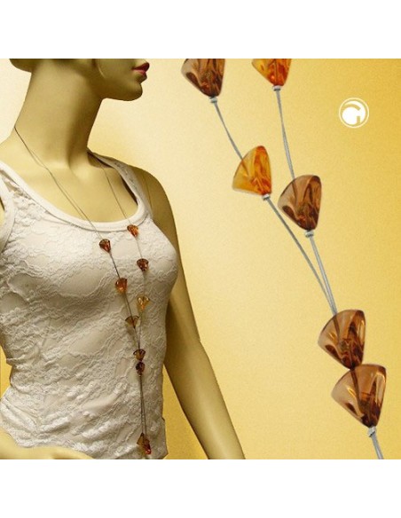 necklace triangle beads brown transparent