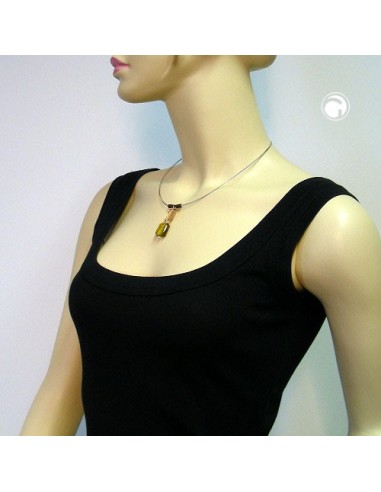 necklace square pendants champagne olive coloured