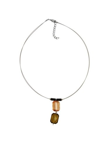 necklace square pendants champagne olive coloured