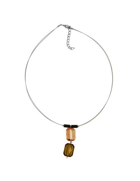 necklace square pendants champagne olive coloured