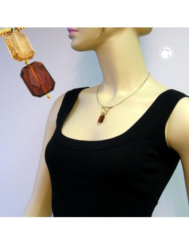 necklace square pendants brown gold coloured