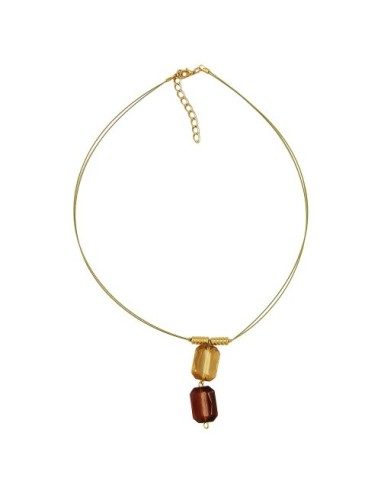 necklace square pendants brown gold coloured