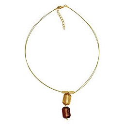 necklace square pendants brown gold coloured