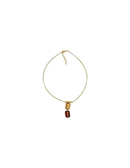 necklace square pendants brown gold coloured