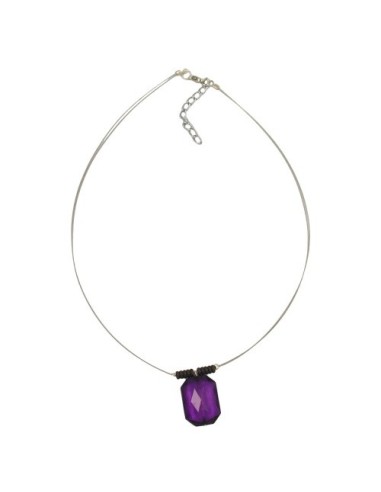 necklace square purple faceted pendant