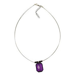 necklace square purple faceted pendant