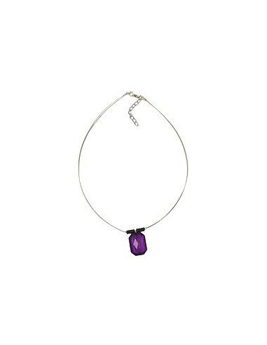 necklace square purple faceted pendant