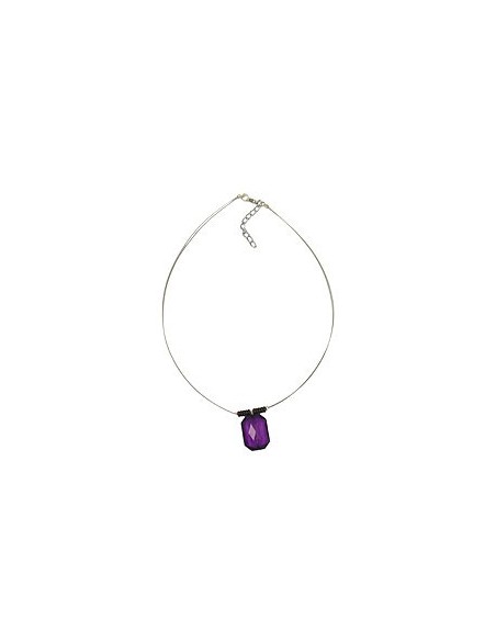 necklace square purple faceted pendant