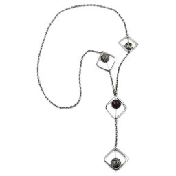 necklace square beads grey-lilac 80cm