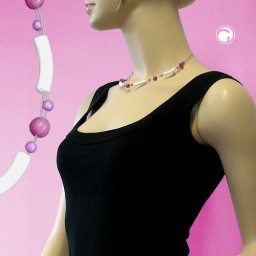 necklace tube beads white and purple coloured