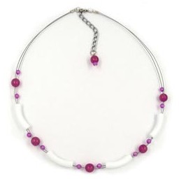 necklace tube beads white and purple coloured