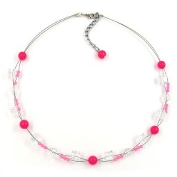 necklace pink beads transparent cube beads