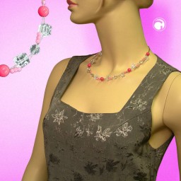 necklace pink beads transparent cube beads