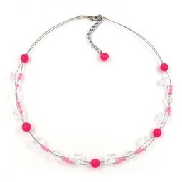 necklace pink beads transparent cube beads