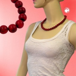 necklace beads 12mm red-black 50cm