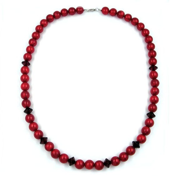 necklace beads red 60cm