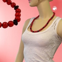 necklace beads red 60cm