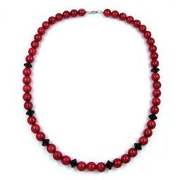 necklace beads red 60cm