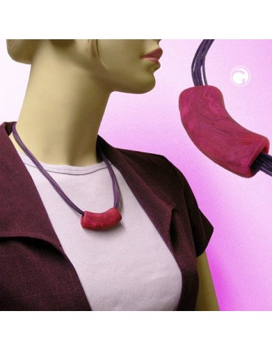necklace tube flat curved pink 50cm