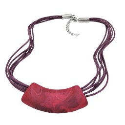 necklace tube flat curved pink 50cm