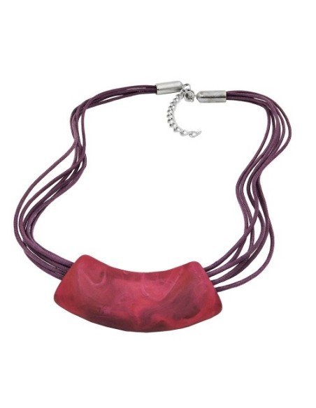 necklace tube flat curved pink 50cm
