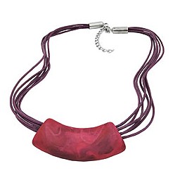 necklace tube flat curved pink 50cm