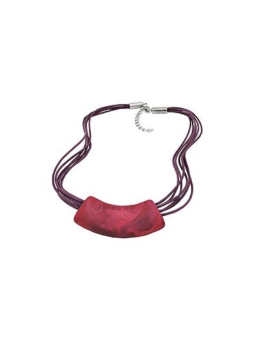 necklace tube flat curved pink 50cm