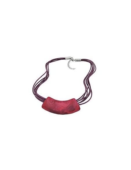 necklace tube flat curved pink 50cm