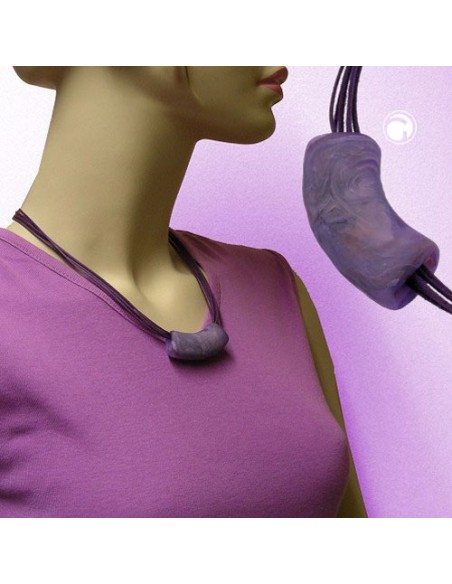 necklace tube flat curved purple 50cm