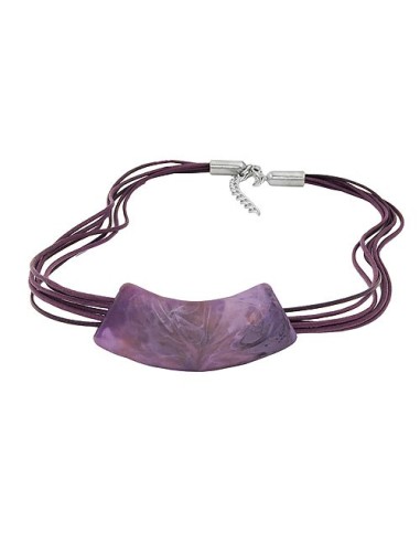 necklace tube flat curved purple 50cm