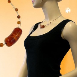 necklace tubes and beads brown 45cm