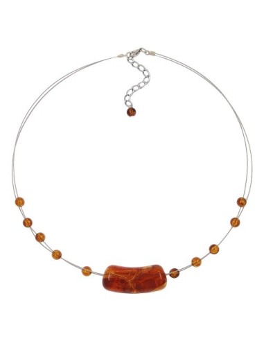 necklace tubes and beads brown 45cm