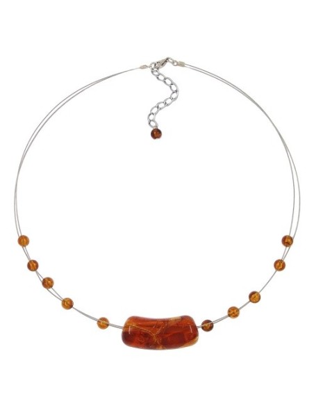 necklace tubes and beads brown 45cm