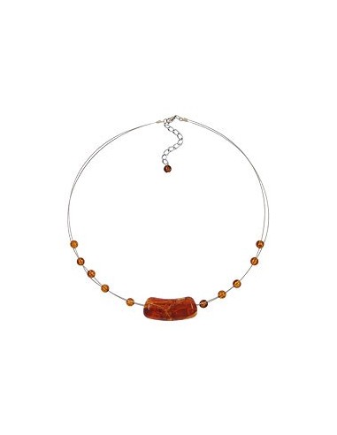 necklace tubes and beads brown 45cm